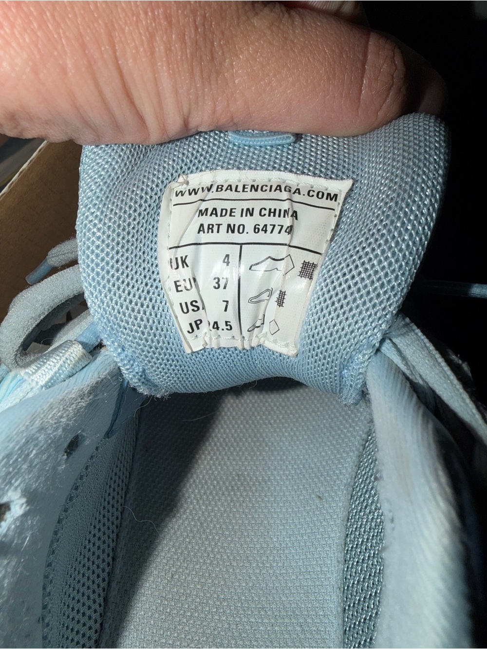 Balenciaga Light Blue Gray Shoe Box Label - Track Cleansole condition cooked - Picture 5 of 7